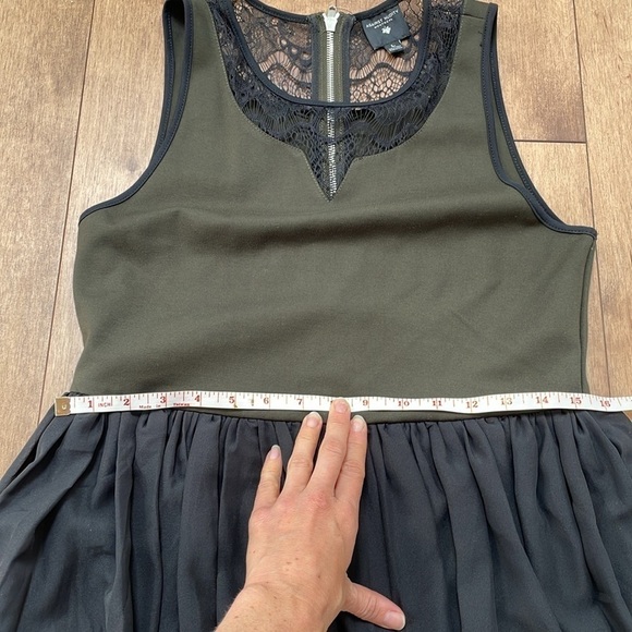Against Nudity lace tulle pleated skirt dress sleeveless, olive green size S/M/L - Picture 14 of 16